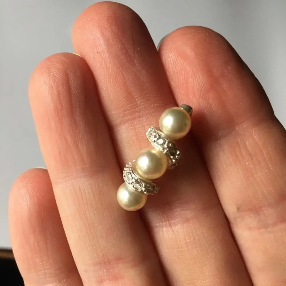 Faux pearl and rhinestone post earrings